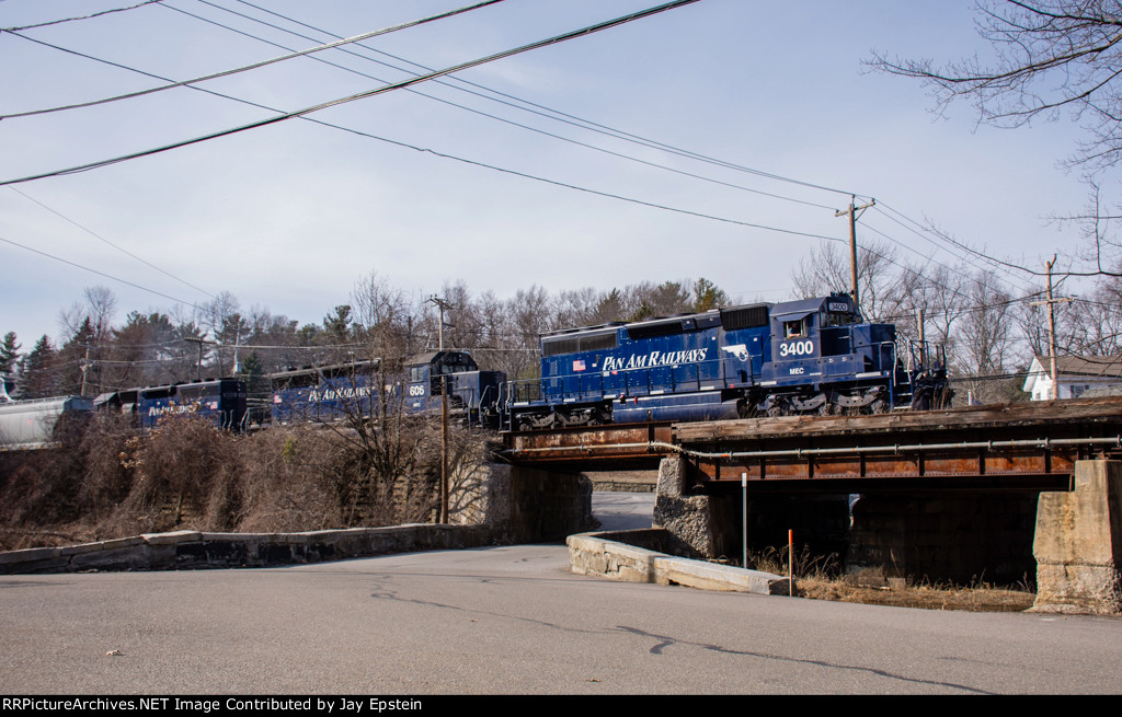 EDPO (East Deerfield to Portland, ME) crosses the bridge at Graniteville 